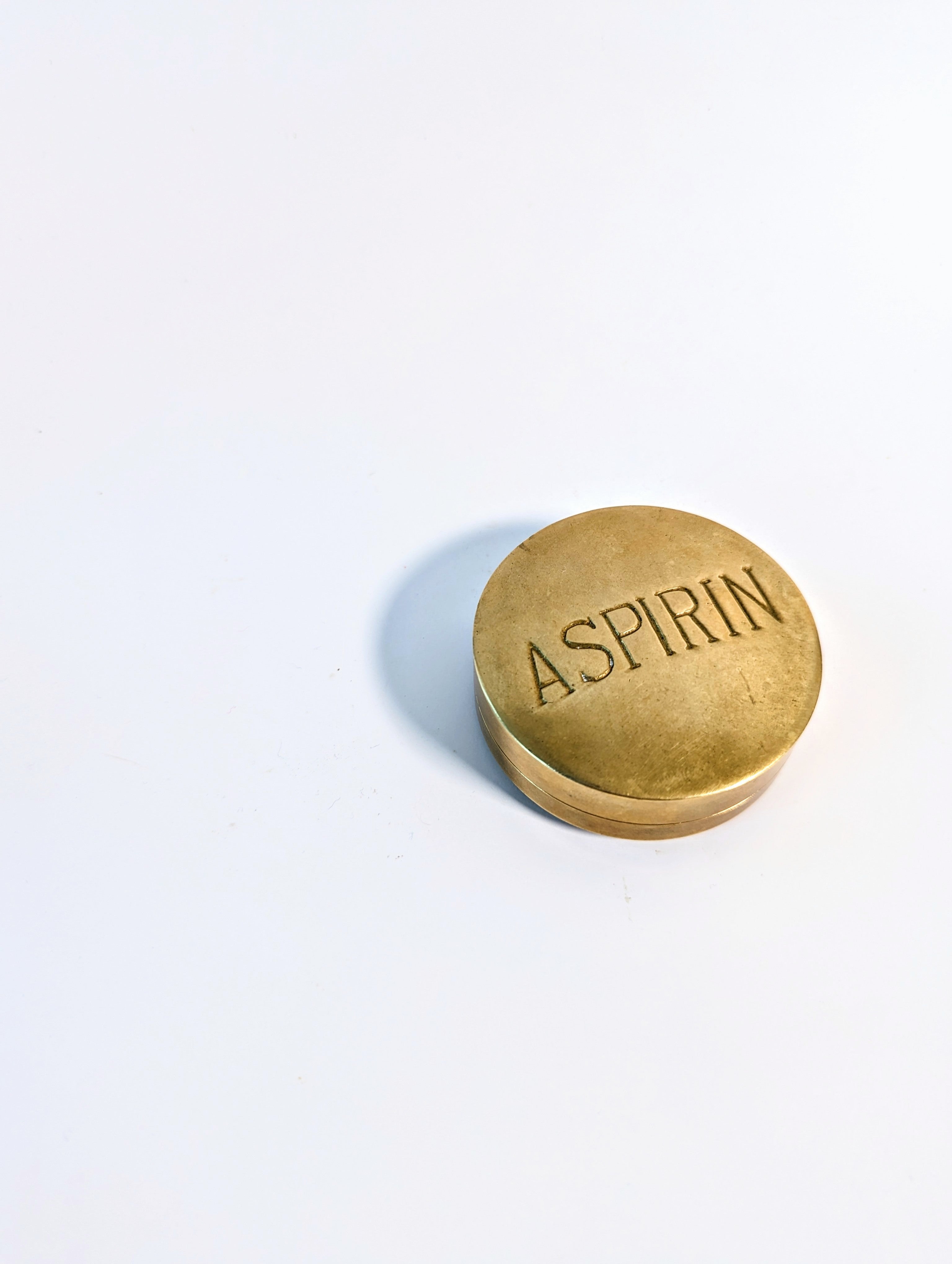 Vintage Brass Aspirin Pillbox